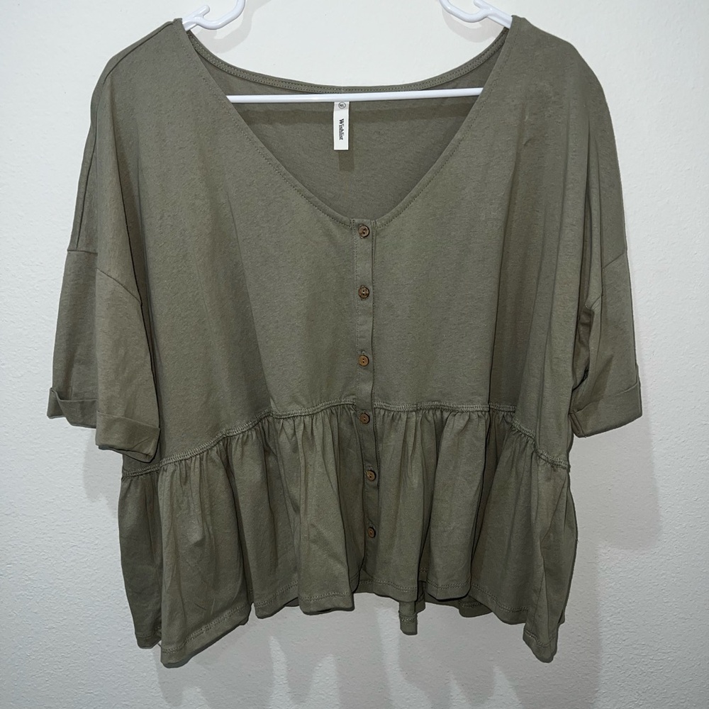 Green Peplum Blouse